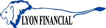 Lyon Financial logo featuring a blue lion silhouette, representing trusted pool and outdoor living financing solutions since 1979.